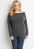 Forever21 Plus Wide-neck French Terry Sweatshirt