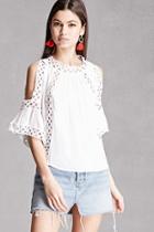 Forever21 Crochet Panel Open-shoulder Top