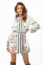 Forever21 Striped Floral Balloon Sleeve Dress