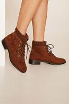 Forever21 Women's  Brown Faux Suede Lace-up Boots