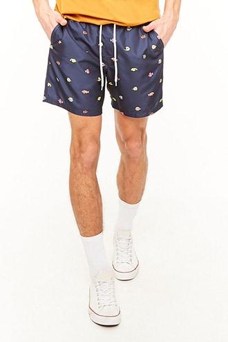 Forever21 Fish Print Swim Trunks