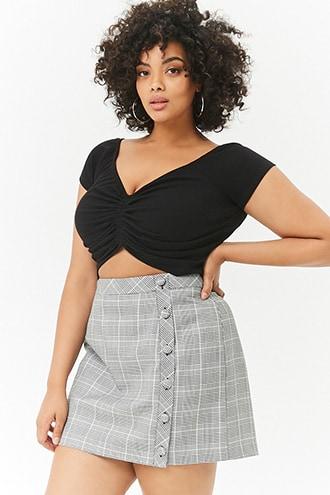 Forever21 Plus Size Glen Plaid Button Skirt