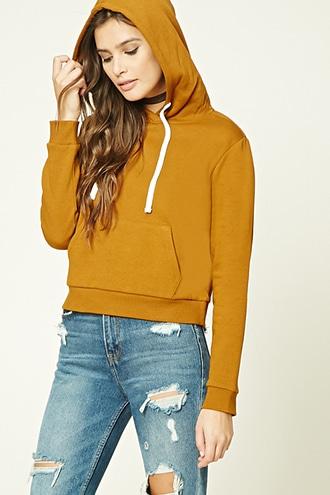 Forever21 Women's  Sunset Gold Fleece-lined Hoodie