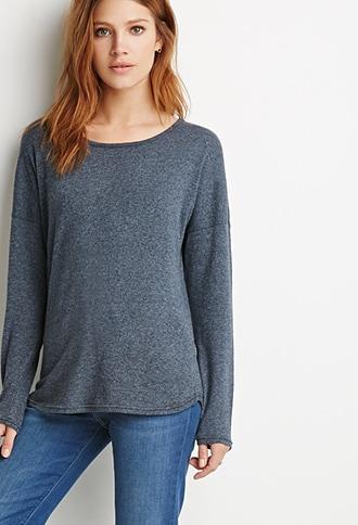 Forever21 Contemporary Marled Long-sleeved Top