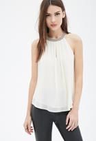 Forever21 Beaded Chiffon Halter Top