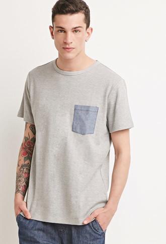21 Men Herringbone Pattern Tee