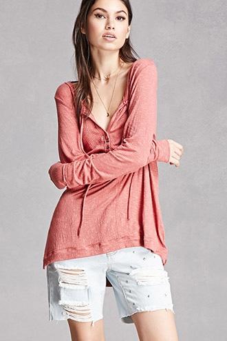Forever21 Self-tie Slub Knit Top