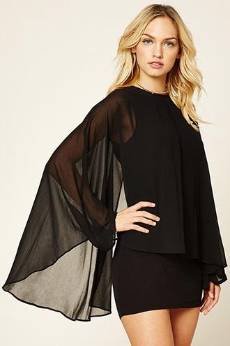 Forever21 Contemporary Cape-sleeve Dress