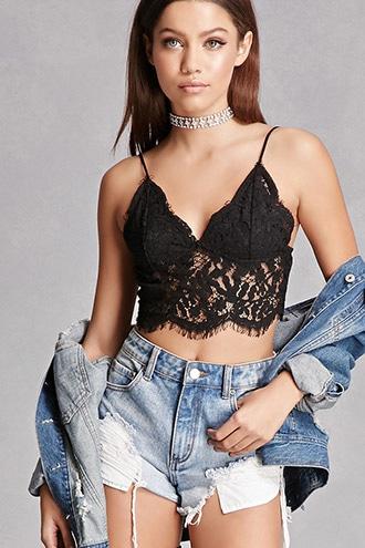 Forever21 Eyelash Lace Cropped Cami