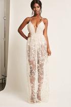 Forever21 Floral Embroidered Maxi Prom Dress