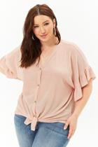 Forever21 Plus Size Ribbed Tie-front Top