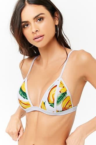 Forever21 Banana Print Triangle Bikini Top