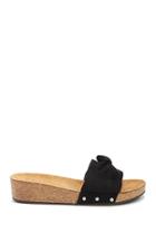 Forever21 Faux Suede Bow-front Wedge Slides