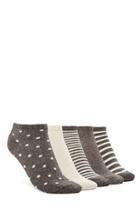 Forever21 Women's  Grey & Cream Classic Pattern Ankle Sock Set