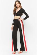 Forever21 Striped Zip-front Crop Top & High-rise Pants Set