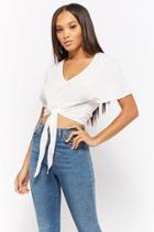 Forever21 Tie-front Kimono Sleeve Crop Top