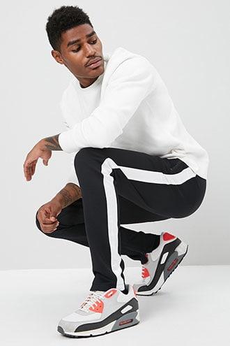 Forever21 Contrast-trim Ankle-zip Track Pants