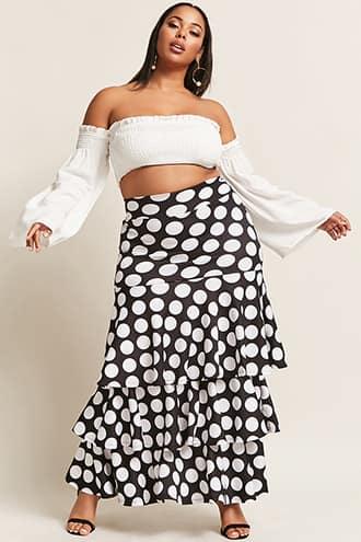 Forever21 Plus Size Scuba Knit Tiered Maxi Skirt
