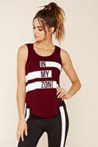 Forever21 Women's  Burgundy & White Active In My Zone Graphic Tank