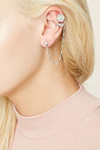 Forever21 Silver & Clear Faux Gem Ear Cuff Set