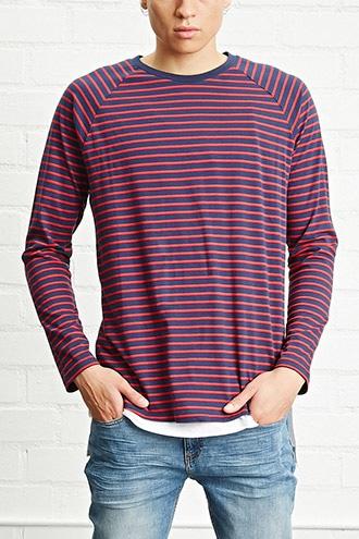 21 Men Men's  Navy & Red Stripe Knit Tee