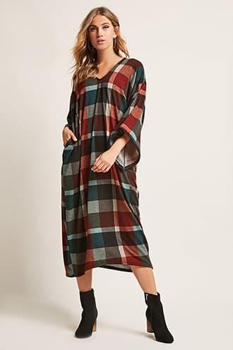 Forever21 Buffalo Plaid Knit Maxi Dress