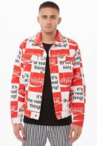Forever21 Checkered Coca-cola Graphic Denim Jacket