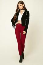 Forever21 Women's  Burgundy Stretch-knit Pants