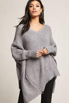 Forever21 Marled Knit Asymmetrical Zipper Sweater