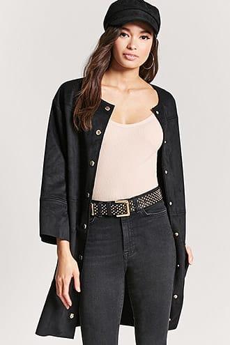 Forever21 Faux Suede Longline Coat
