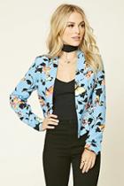 Forever21 Women's  Floral Print Padded Blazer