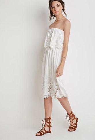 Forever21 Floral Embroidered Strapless Dress