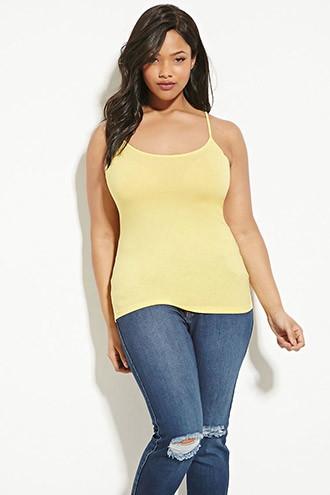Forever21 Plus Women's  Light Yellow Plus Size Classic Knit Cami