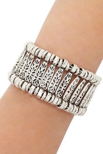 Forever21 B.silver Etched Floral Bracelet