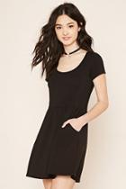 Forever21 Women's  Black Two-pocket Fit And Flare Dress