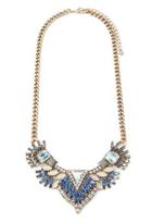 Forever21 Rhinestone Petal Statement Necklace (grey/antic.g)