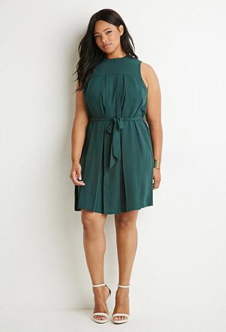 Forever21 Plus Pleated Self-tie Dress