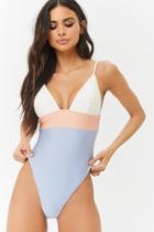 Forever21 Colorblocked Plunging One-piece Swimsuit