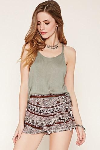 Forever21 Women's Floral Paisley Skort