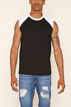 21 Men Men's  Black & White Raw-cut Baseball Tee