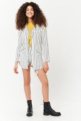 Forever21 Striped Longline Open-front Jacket