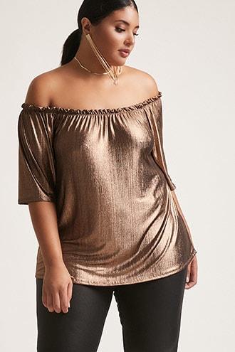 Forever21 Plus Size Black Ivy Off-the-shoulder Top