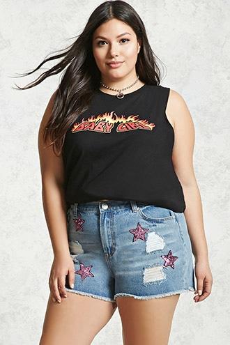 Forever21 Plus Size Star Denim Shorts