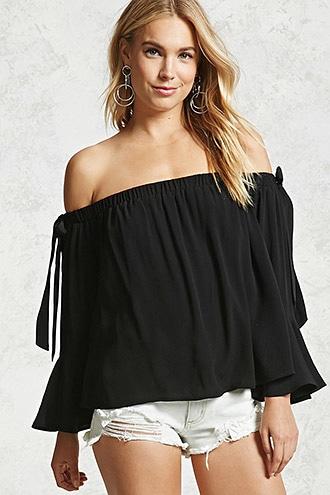 Forever21 Off-the-shoulder Bow Tie Top