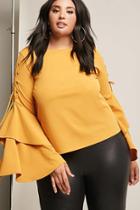 Forever21 Plus Size Lace-up Tiered Bell-sleeve Top