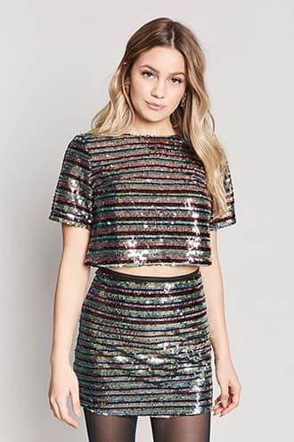 Forever21 Sequin Stripe Mini Skirt