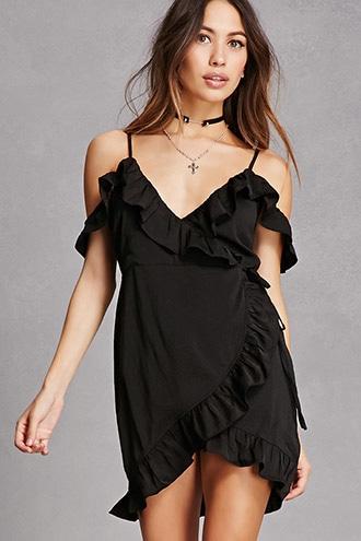 Forever21 Honey Punch Ruffle Wrap Dress