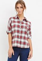 Forever21 Boxy Textured Plaid Shirt