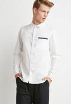 21 Men Men's  Contrast-trimmed Oxford Shirt (white/navy)