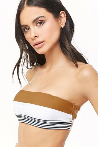 Forever21 Colorblock Striped Bandeau Bikini Top